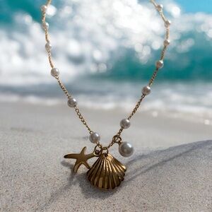 Gold Plated and Pearl Shell Necklace